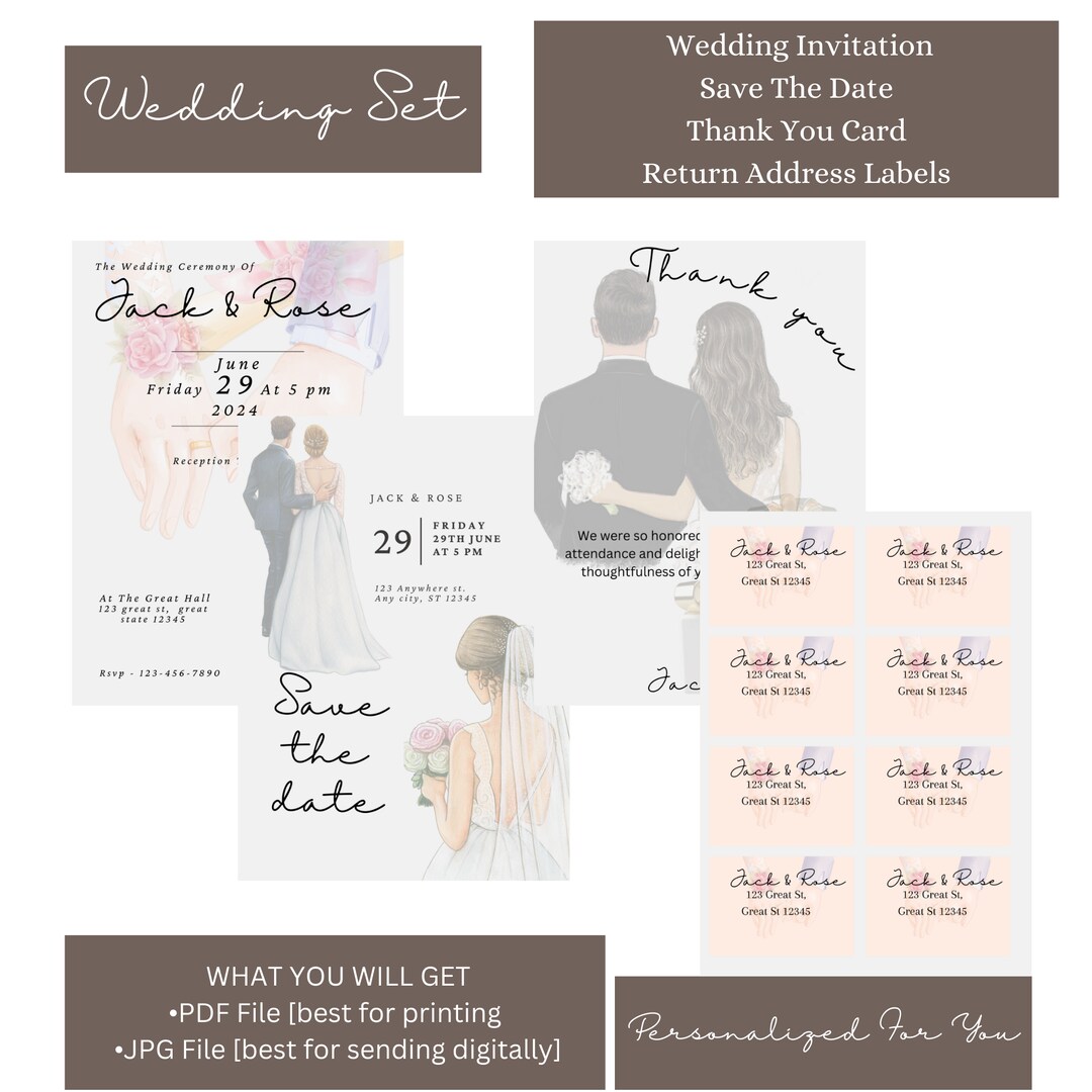 Romantic Wedding Invitation, Digital Download, Personalized Invitation. Thank You Card, Address Labels | MakerPlace by Michaels Romantic Wedding Invitation, Digital Download, Personalized Invitation. Thank You Card, Address Labels | MakerPlace by Michaels